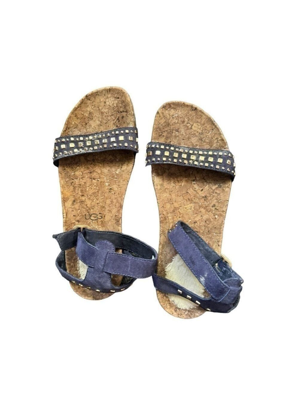 UGG Australia cork blue suede Jiana ankle strap sandals size 7